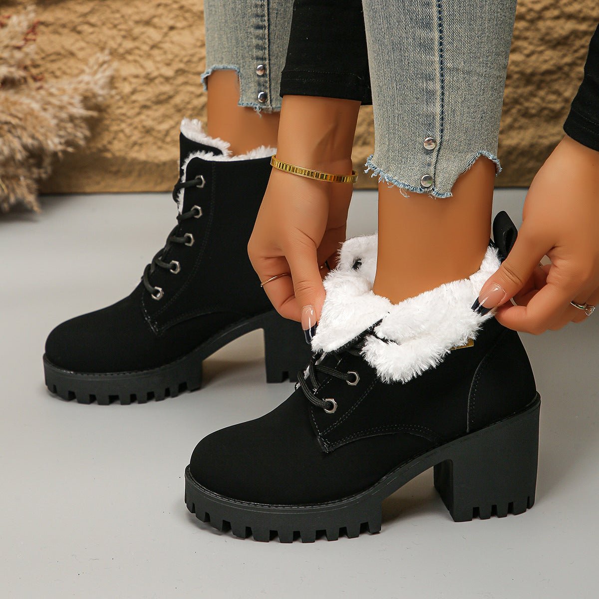 Women's Elegant & Stylish & Warm thick heel Ankle Boots