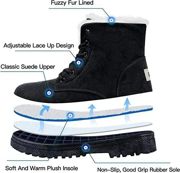 Last Day Promotion 70% OFF - Women Wool Lined Water Resistant Non-Slip Snow Boots, Orthopedic Winter Walking Shoes