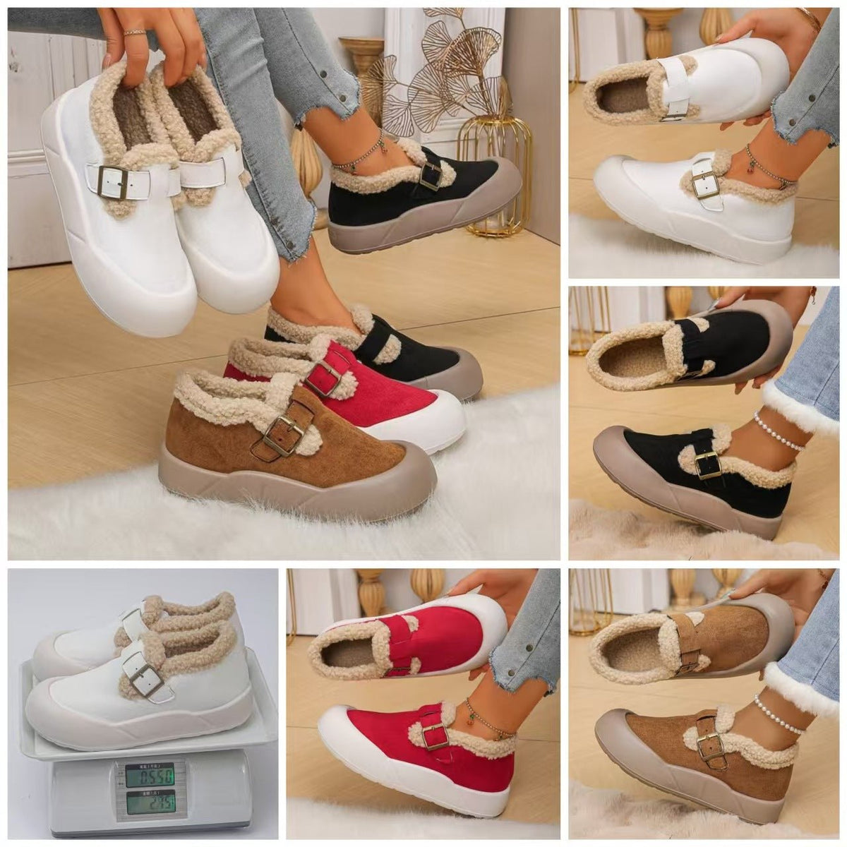 Women's Fleece-Lined Interior Non-Slip Indoor/Outdoor Slip-On Shoes Winter Boots