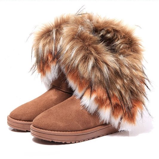 Women's Fluffy Furry Thermal Non Slip Wear Resistance Warm Winter Boots - oscloudgo