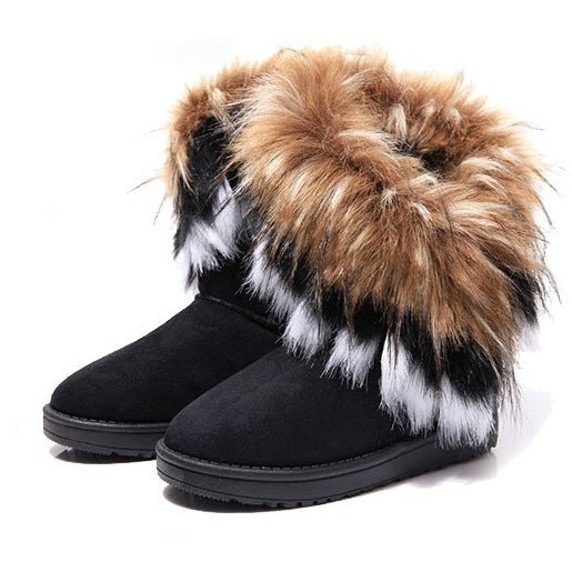 Women's Fluffy Furry Thermal Non Slip Wear Resistance Warm Winter Boots - oscloudgo