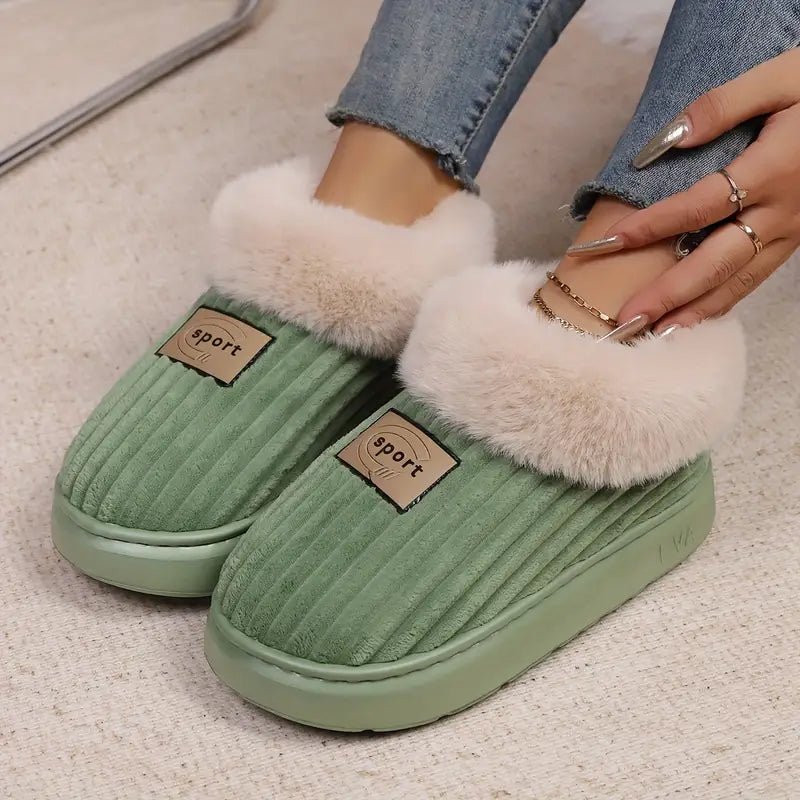 Women's Fluffy Warm Silent Floor Slippers House Shoes Indoor/Outdoor Shoes