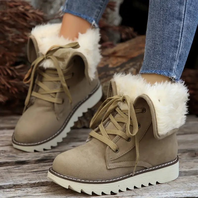 Women's Fold Over Non-slip Waterproof Warm Snow Boots