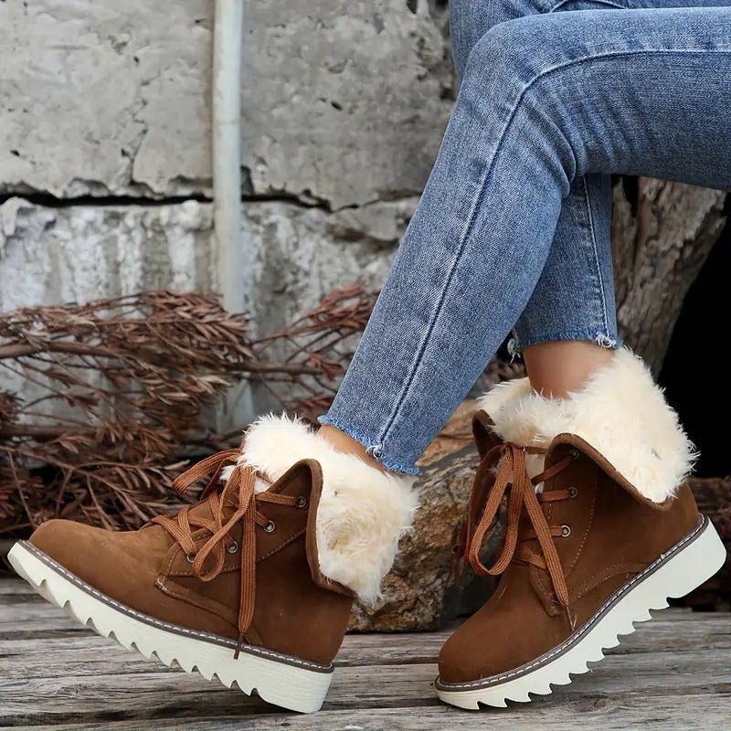 Women's Fold Over Non-slip Waterproof Warm Snow Boots