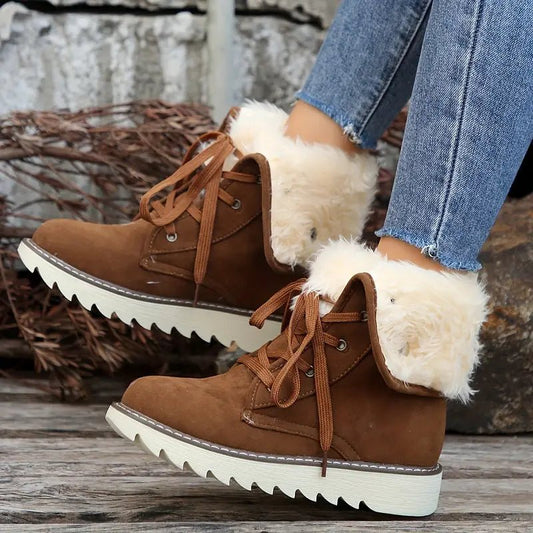 Women's Fold Over Non-slip Waterproof Warm Snow Boots