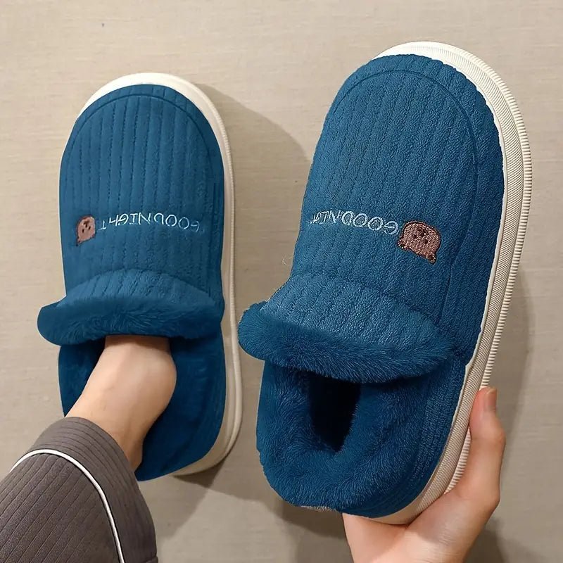 Women's Fuzzy Thermal Non Slip Indoor Walking Shoes Slip-On Bedroom Slippers - oscloudgo