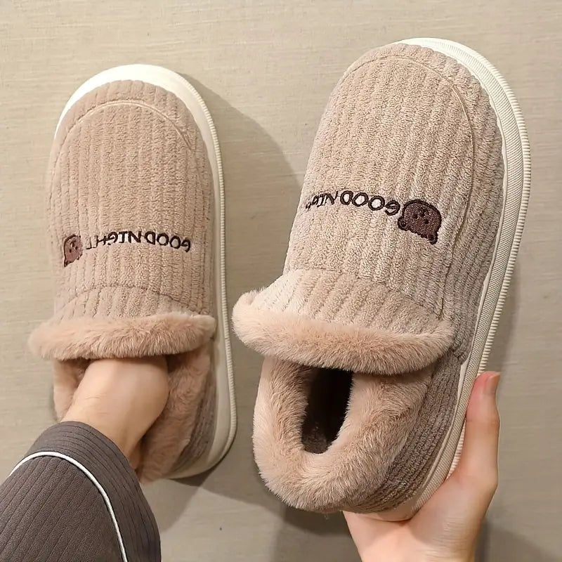 Women's Fuzzy Thermal Non Slip Indoor Walking Shoes Slip-On Bedroom Slippers - oscloudgo