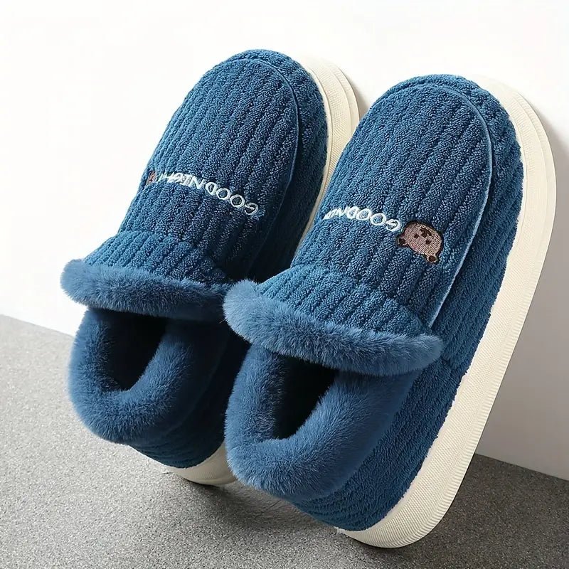 Women's Fuzzy Thermal Non Slip Indoor Walking Shoes Slip-On Bedroom Slippers - oscloudgo
