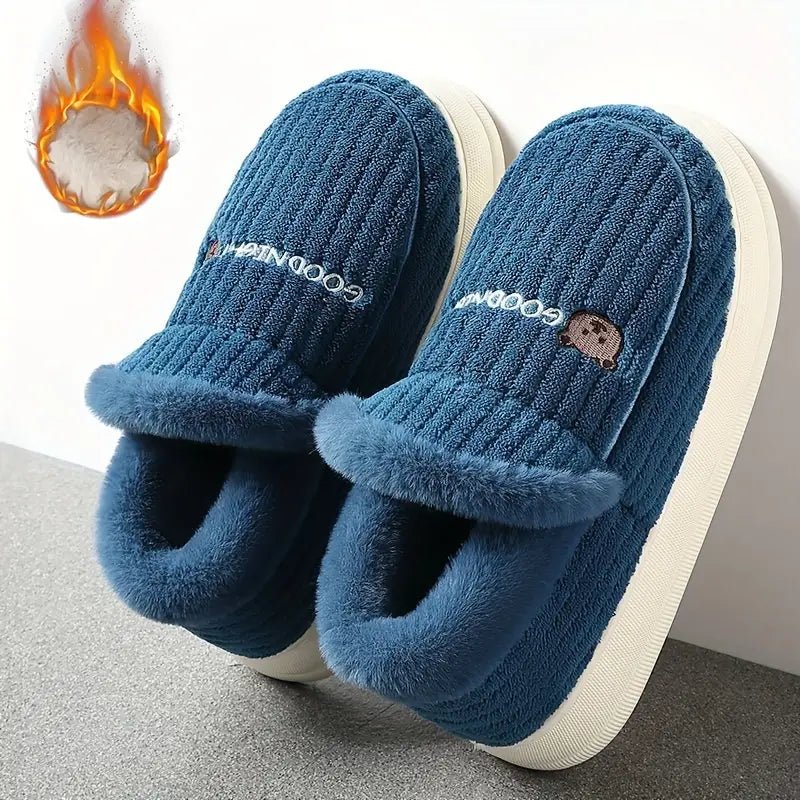 Women's Fuzzy Thermal Non Slip Indoor Walking Shoes Slip-On Bedroom Slippers - oscloudgo