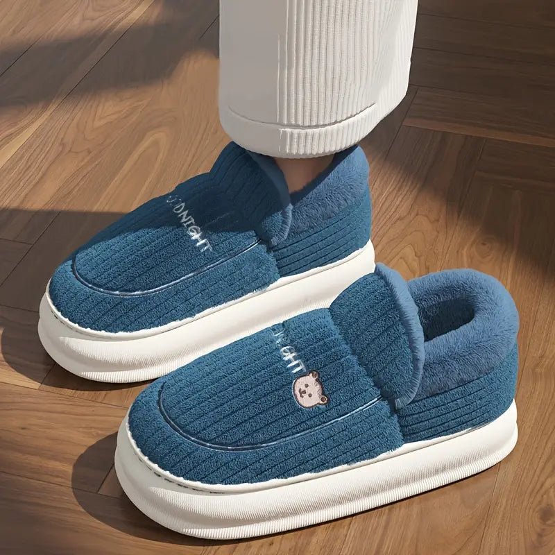 Women's Fuzzy Thermal Non Slip Indoor Walking Shoes Slip-On Bedroom Slippers - oscloudgo