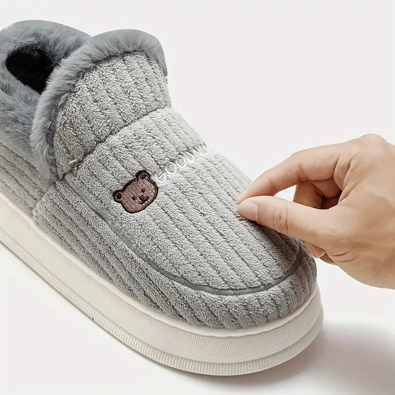Women's Fuzzy Thermal Non Slip Indoor Walking Shoes Slip-On Bedroom Slippers - oscloudgo