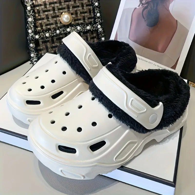 Women's Fuzzy Thermal Lined Platform Non-slip Home Slippers Winter Plush Cozy Shoes