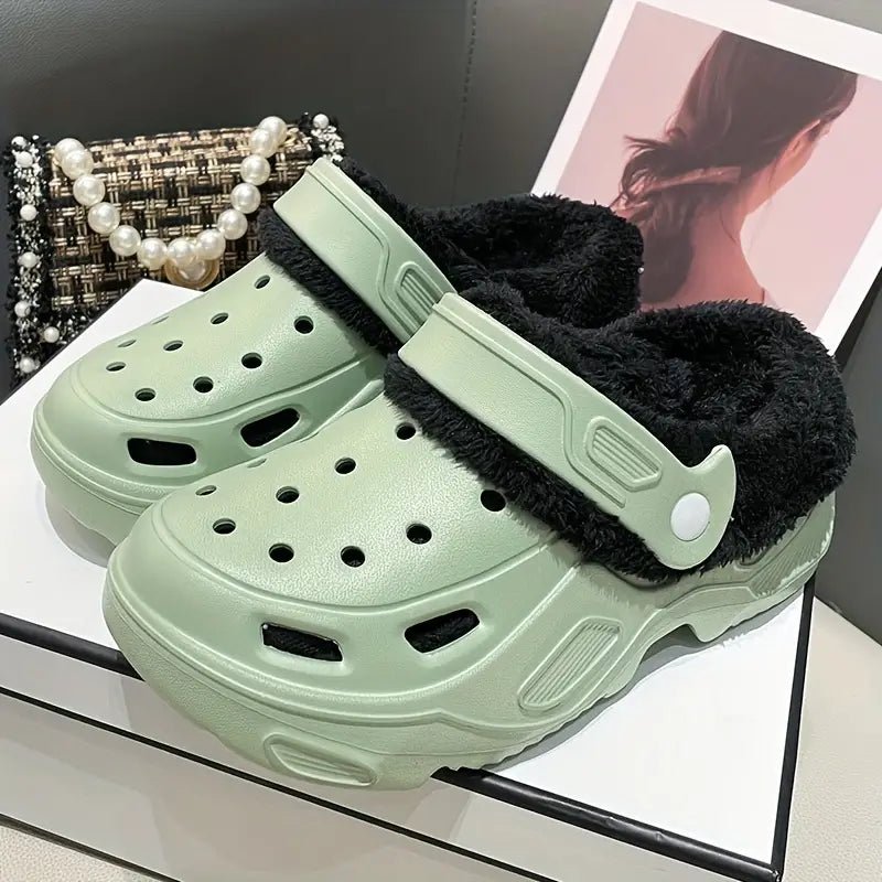 Women's Fuzzy Thermal Lined Platform Non-slip Home Slippers Winter Plush Cozy Shoes