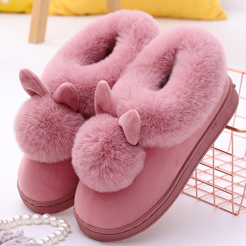 Women's Rabbit Decor Comfortable and Warm Winter Slippers - oscloudgo