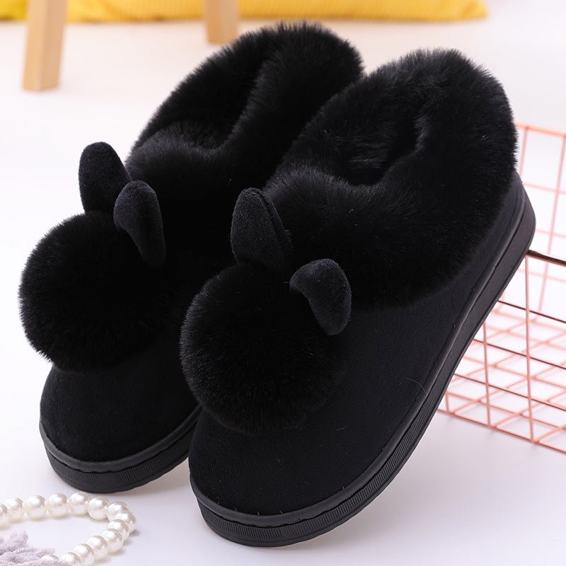 Women's Rabbit Decor Comfortable and Warm Winter Slippers - oscloudgo