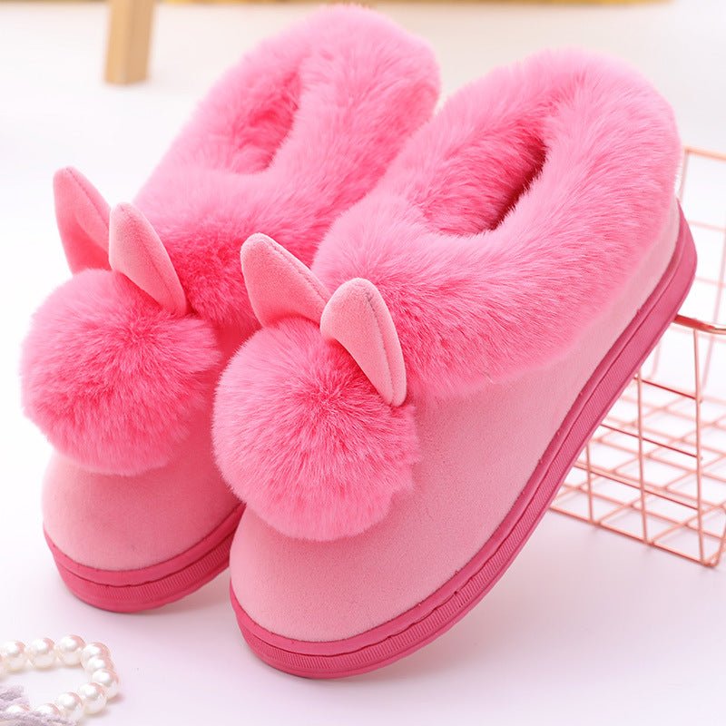 Women's Rabbit Decor Comfortable and Warm Winter Slippers - oscloudgo