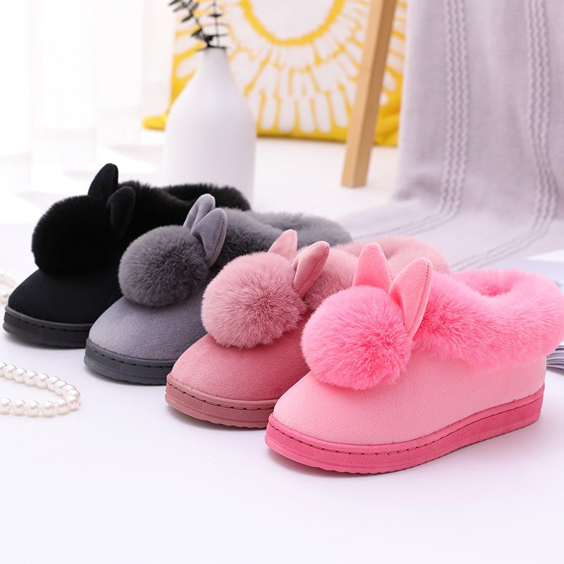 Women's Rabbit Decor Comfortable and Warm Winter Slippers - oscloudgo