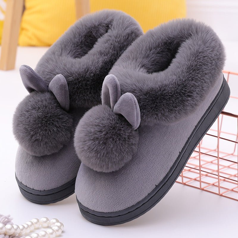 Women's Rabbit Decor Comfortable and Warm Winter Slippers - oscloudgo