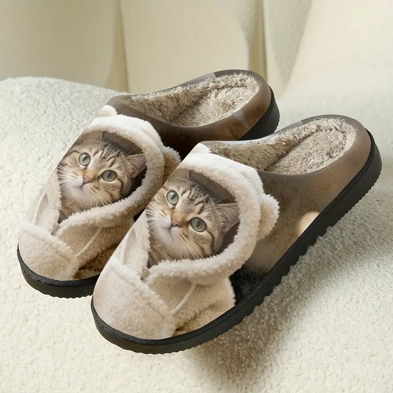 Women's Soft Cozy Cat Print Non-Slip Slip-On Slippers
