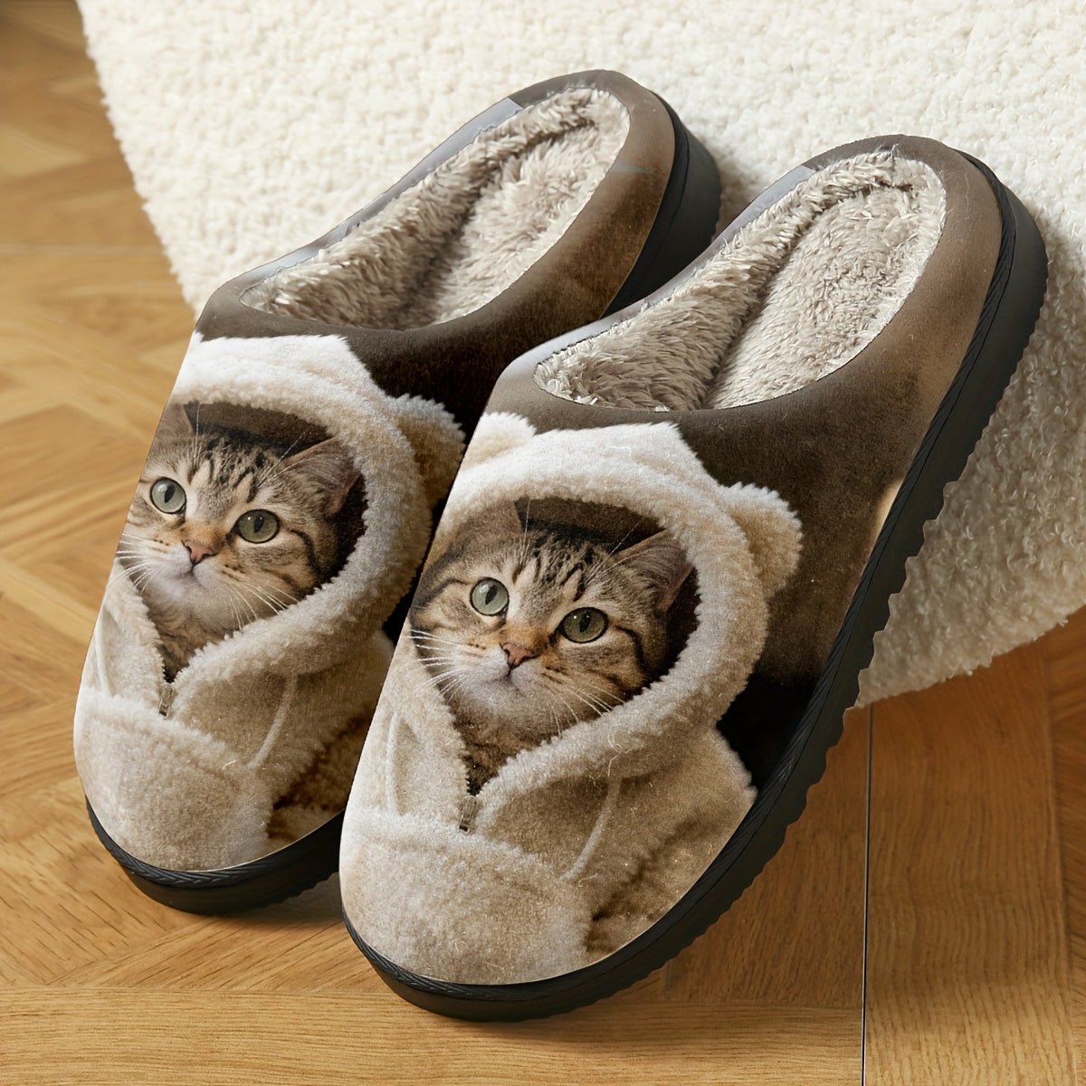 Women's Soft Cozy Cat Print Non-Slip Slip-On Slippers