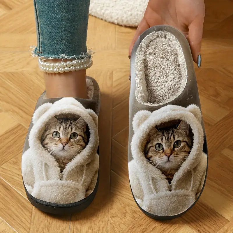 Women's Soft Cozy Cat Print Non-Slip Slip-On Slippers