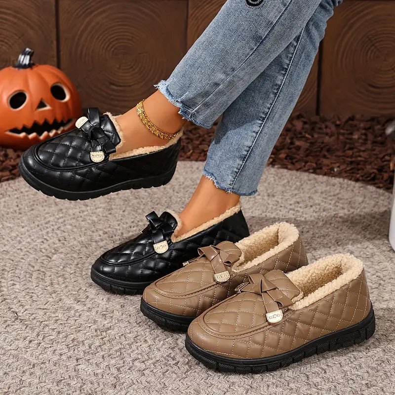 Women's Thermal Waterproof & Slip-Resistant Slip-On Winter Loafers Versatile Shoes for Jeans/Casual/Professional