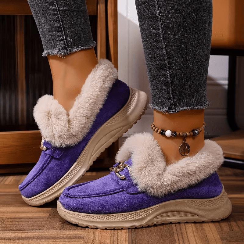 Women's Versatile Snow Sports Shoes Thick-Soled Height-Increasing Slip-On Loafers