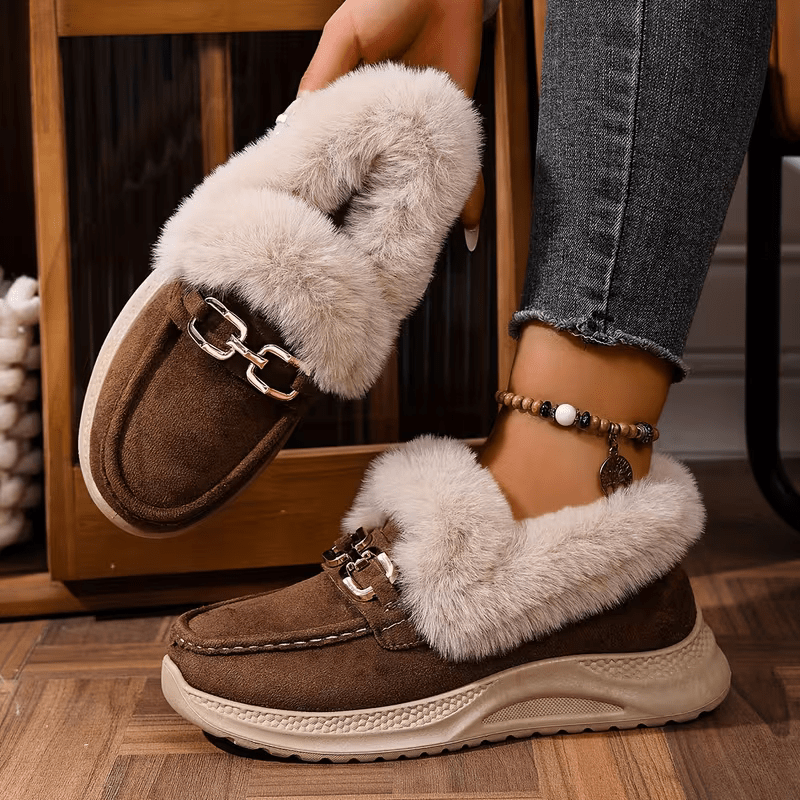 Women's Versatile Snow Sports Shoes Thick-Soled Height-Increasing Slip-On Loafers