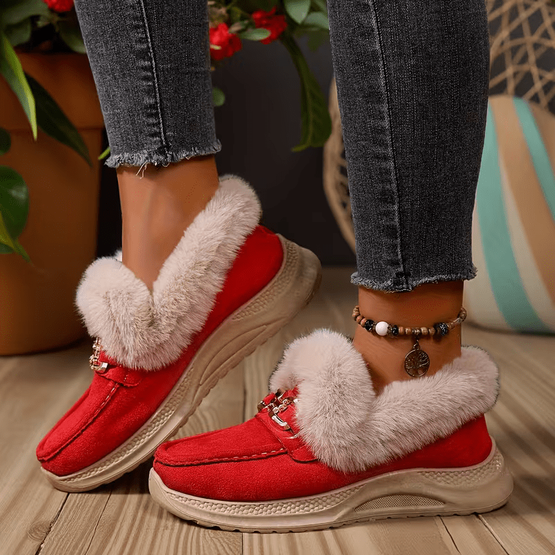 Women's Versatile Snow Sports Shoes Thick-Soled Height-Increasing Slip-On Loafers