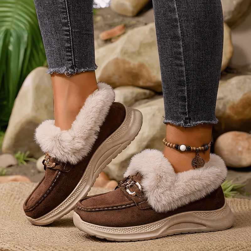Women's Versatile Snow Sports Shoes Thick-Soled Height-Increasing Slip-On Loafers