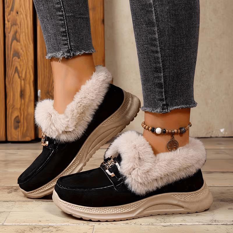 Women's Versatile Snow Sports Shoes Thick-Soled Height-Increasing Slip-On Loafers