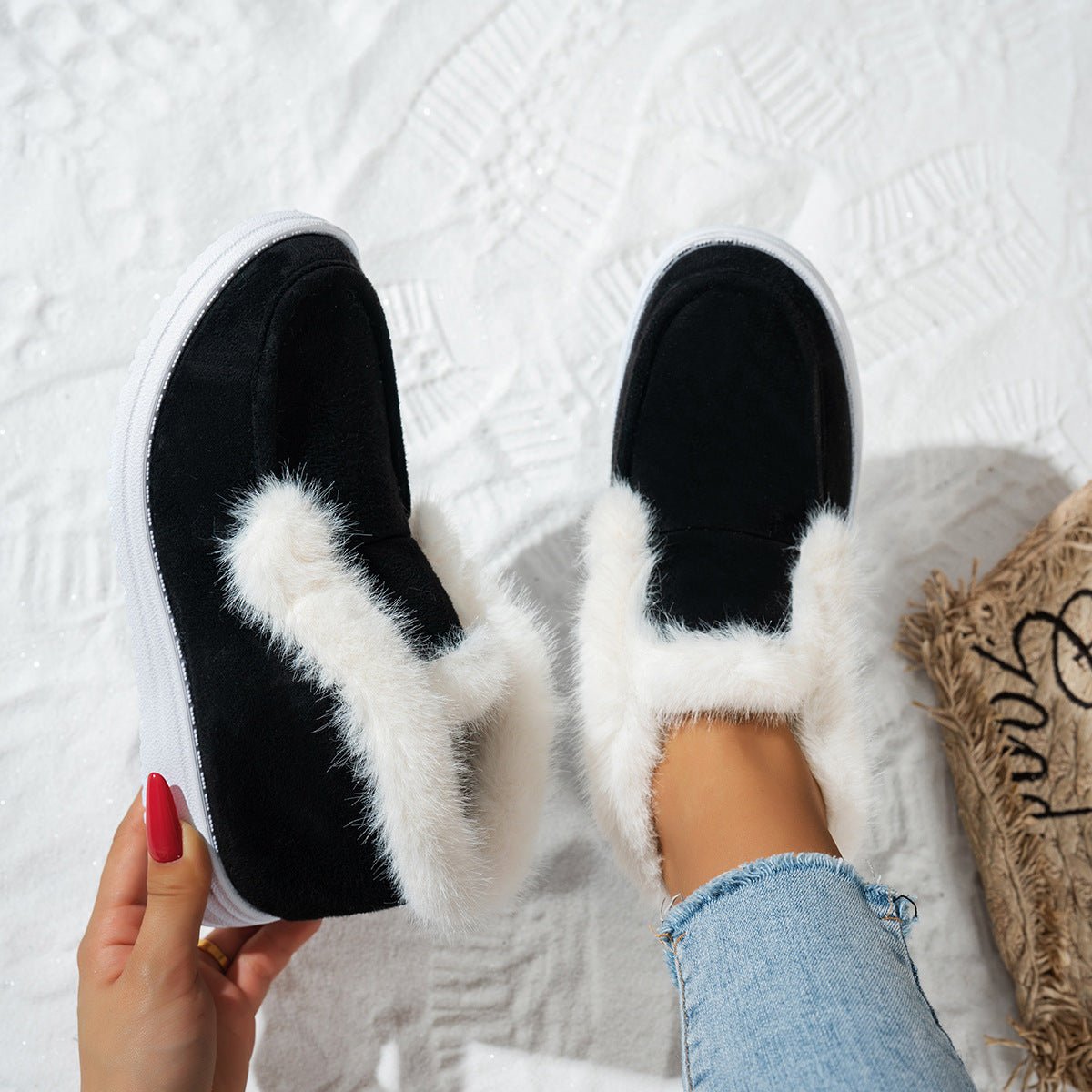 Women's Warm Furry Slip-on Winter Cotton Boots