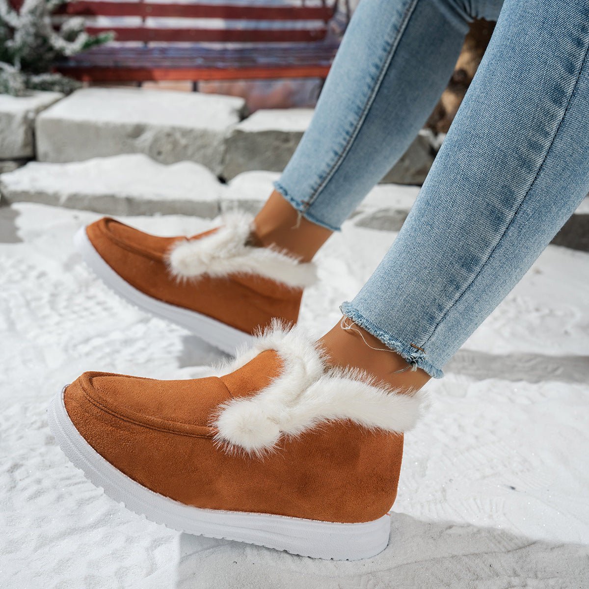 Women's Warm Furry Slip-on Winter Cotton Boots
