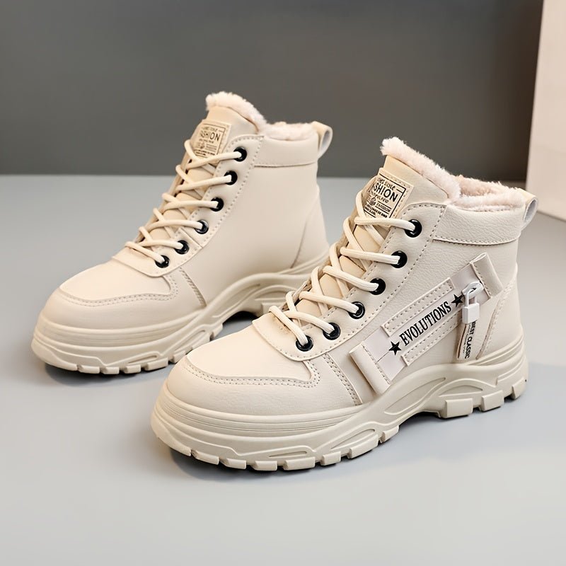 Women's Warm Plush Lined Sneakers Ankle Boots for Winter - oscloudgo