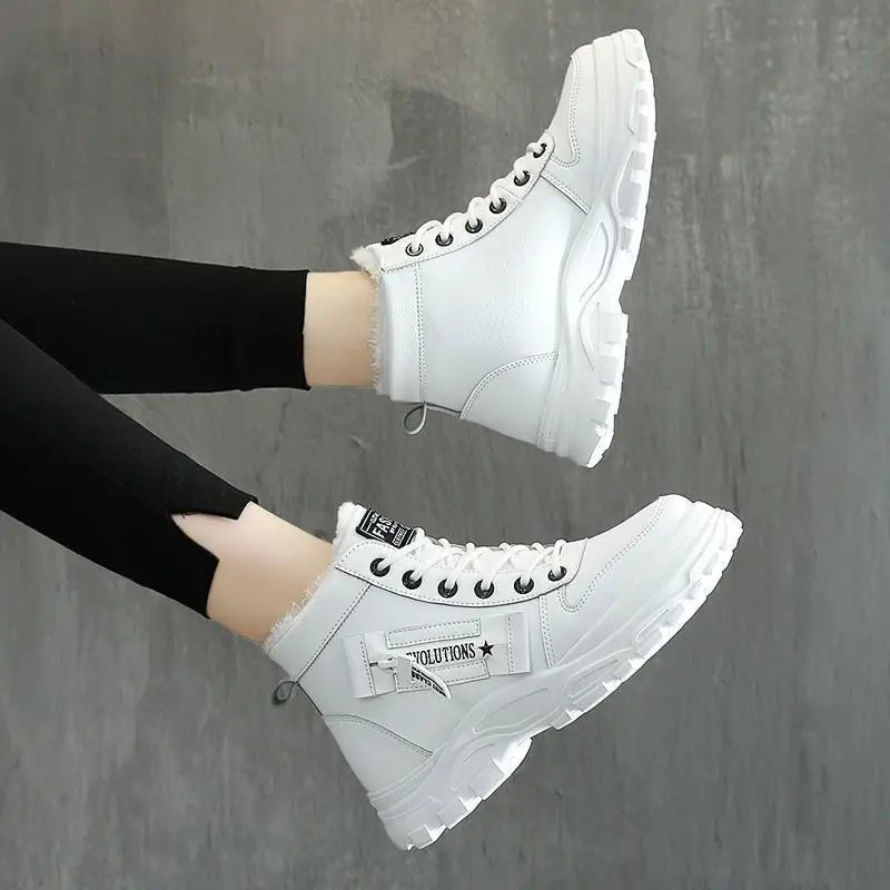 Women's Warm Plush Lined Sneakers Ankle Boots for Winter - oscloudgo