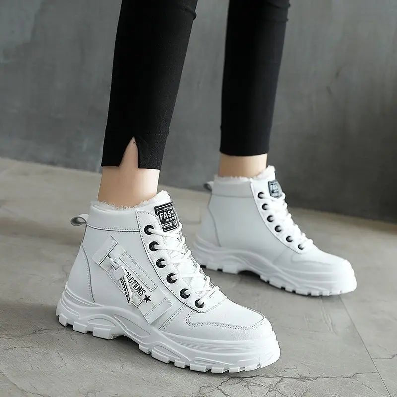 Women's Warm Plush Lined Sneakers Ankle Boots for Winter - oscloudgo