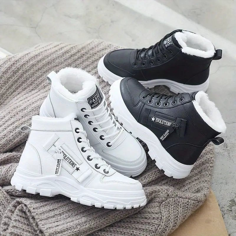 Women's Warm Plush Lined Sneakers Ankle Boots for Winter - oscloudgo