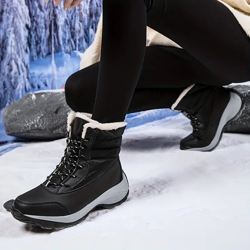 Women's Warm Waterproof Winter Snow Boots Outdoor Mid Calf Boots - oscloudgo