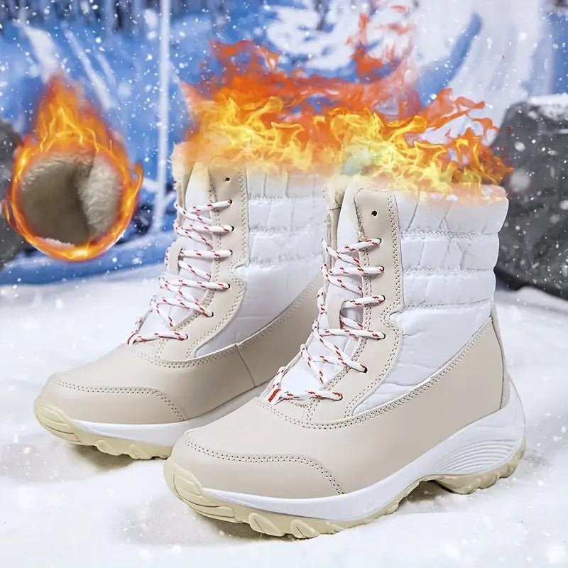 Women's Warm Waterproof Winter Snow Boots Outdoor Mid Calf Boots - oscloudgo
