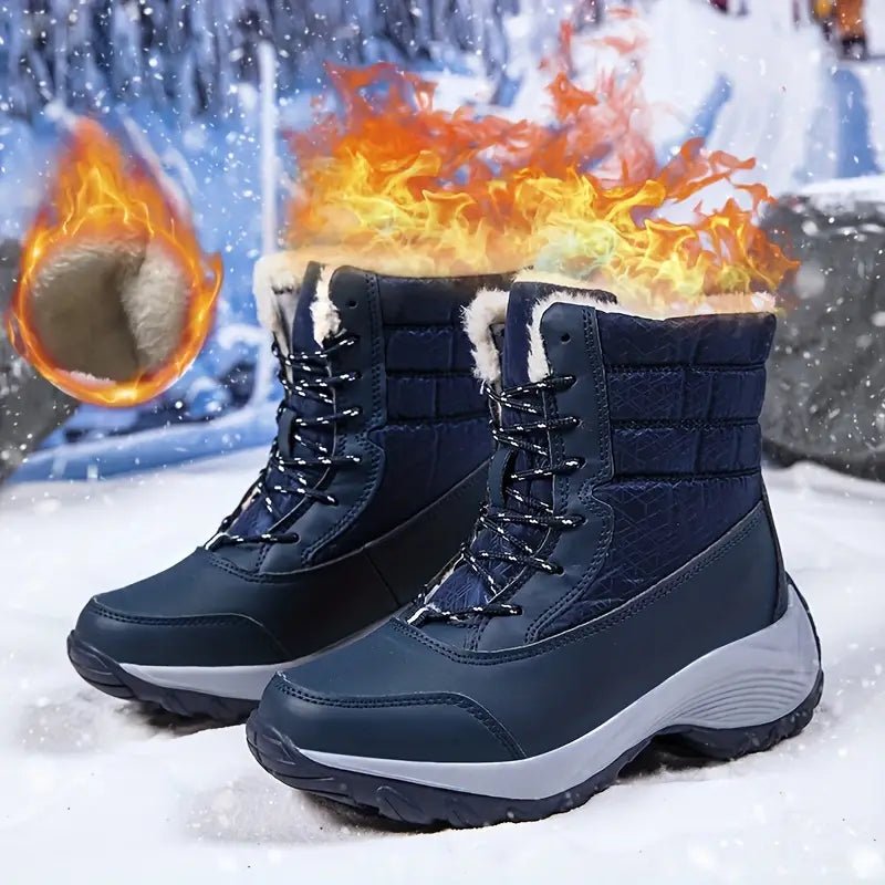 Women's Warm Waterproof Winter Snow Boots Outdoor Mid Calf Boots - oscloudgo