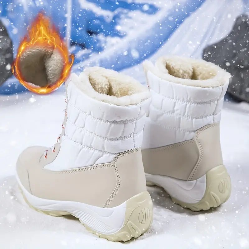 Women's Warm Waterproof Winter Snow Boots Outdoor Mid Calf Boots - oscloudgo