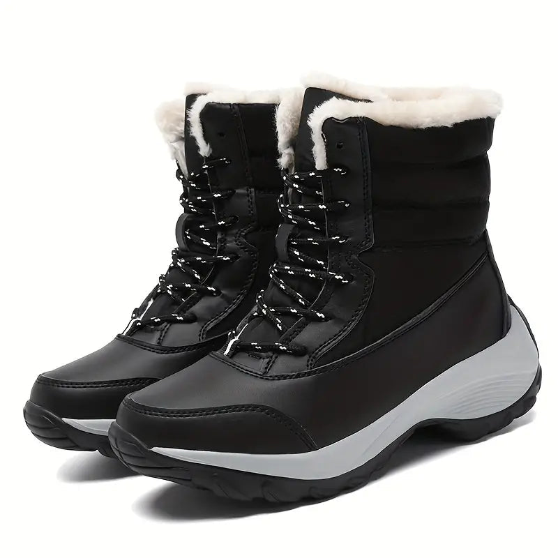 Women's Warm Waterproof Winter Snow Boots Outdoor Mid Calf Boots - oscloudgo