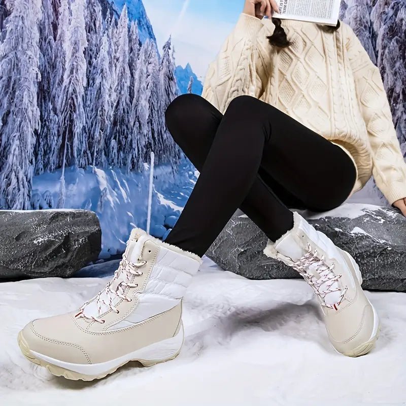 Women's Warm Waterproof Winter Snow Boots Outdoor Mid Calf Boots - oscloudgo