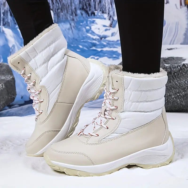 Women's Warm Waterproof Winter Snow Boots Outdoor Mid Calf Boots - oscloudgo