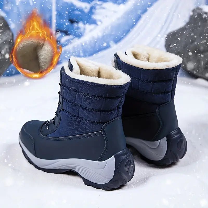 Women's Warm Waterproof Winter Snow Boots Outdoor Mid Calf Boots - oscloudgo