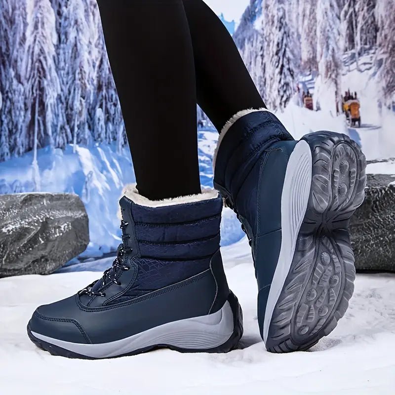 Women's Warm Waterproof Winter Snow Boots Outdoor Mid Calf Boots - oscloudgo