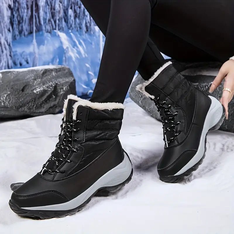 Women's Warm Waterproof Winter Snow Boots Outdoor Mid Calf Boots - oscloudgo