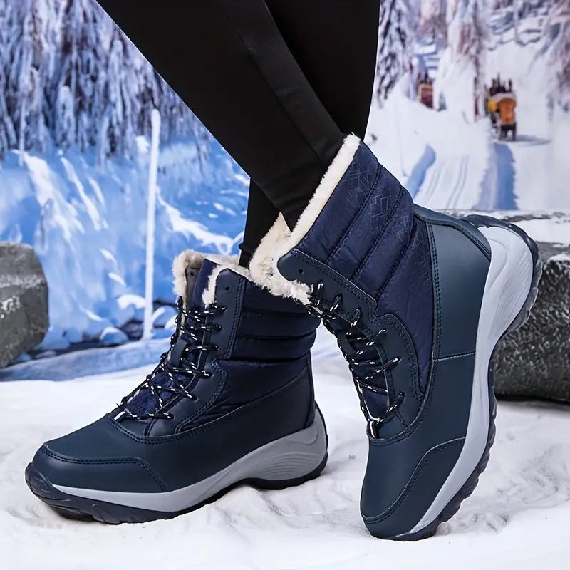 Women's Warm Waterproof Winter Snow Boots Outdoor Mid Calf Boots - oscloudgo