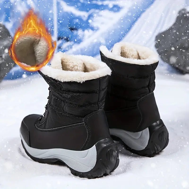 Women's Warm Waterproof Winter Snow Boots Outdoor Mid Calf Boots - oscloudgo