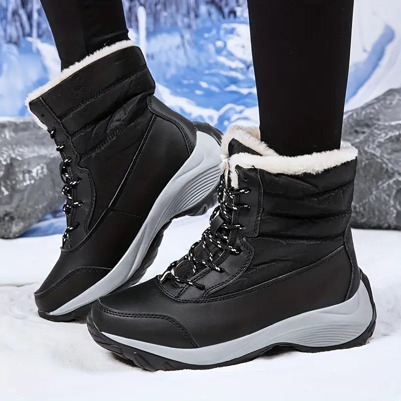 Women's Warm Waterproof Winter Snow Boots Outdoor Mid Calf Boots - oscloudgo